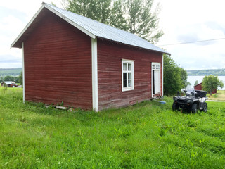 Traditional Swedish baking cabin for making thin unleavened bread