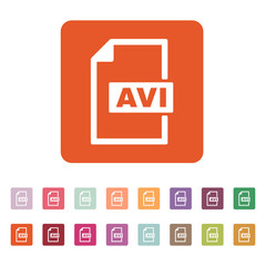 The AVI icon. Video file format symbol. Flat