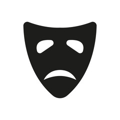The sad mask icon. Tragedy and theater symbol. Flat