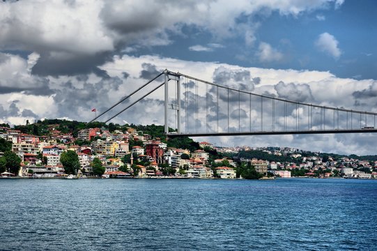 Fatih Sultan Mehmet Bridge over Hisarustu neighborhood, Istanbul, Turkey