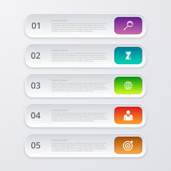 Vector illustration infographics five rectangles