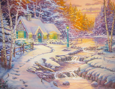 Original oil painting Christmas