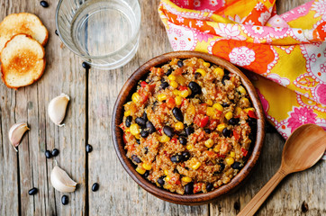 black beans, quinoa and corn chili