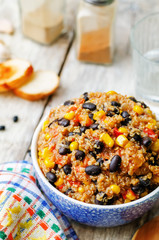black beans, quinoa and corn chili