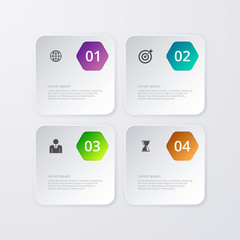 Vector illustration of four square infographics