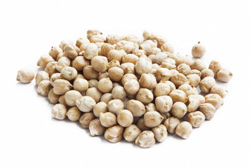 Raw Chickpeas Isolated on White