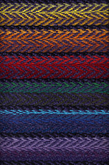 Hand-woven fabrics in colors of the spectrum