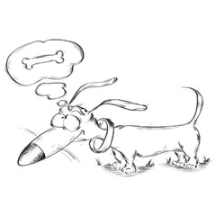 Dog, sketch cartoon vector illustration, EPS 10 isolated on white background