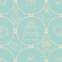 Vintage vector wedding related seamless pattern background 2