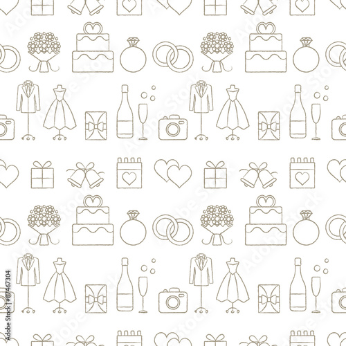 Hand Drawn Wedding Themed Vector Seamless Pattern Background 1 Hand Drawn Wedding Themed Vector Seamless Pattern Background 1