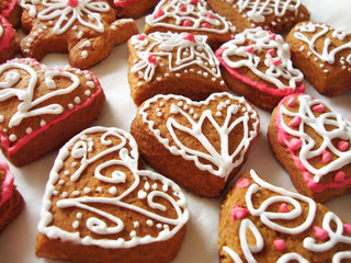 Homemade gingerbread hearts
