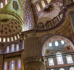 Fototapeta na wymiar Internal view of Blue Mosque, Sultanahmet, Istanbul, Turkey