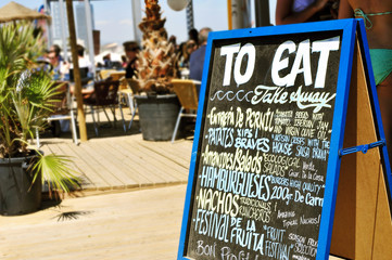 chalkboard menu in Barcelona, Spain