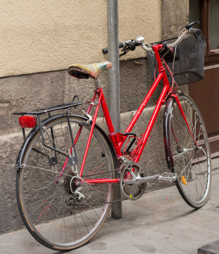 red vintage bike on the street