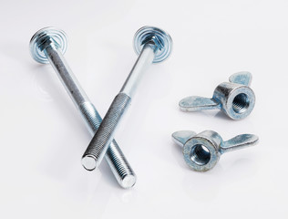 Group of screw-bolts on white background.