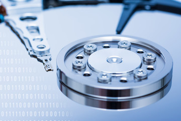 Computer Hard Disk Drive Internals And Binary Number Code