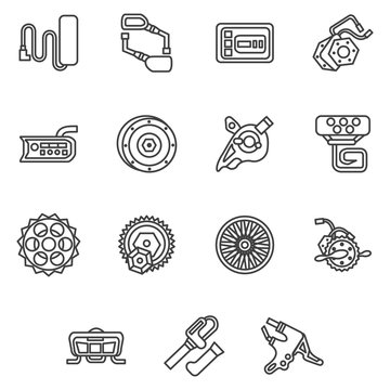 Simple line icons for e-bike parts