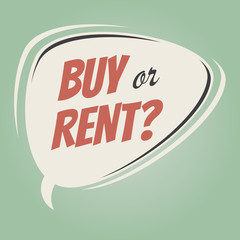 buy or rent retro speech bubble