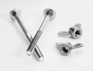 Group of screw-bolts on white background.