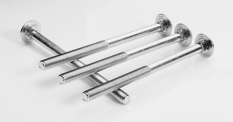 Group of screw-bolts on white background.