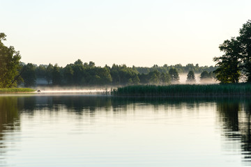 symmetric reflections on calm lake