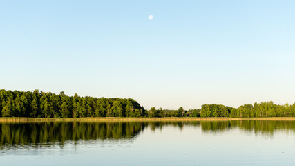 symmetric reflections on calm lake