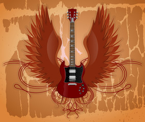 Electric guitar on the grunge background