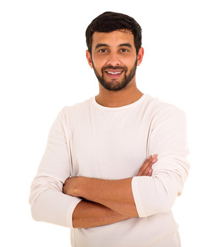 young indian man with arms folded
