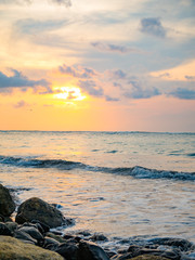 Tropical sunset on the beach. Bali island