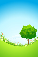 Green Landscape with Tree