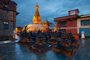 Swayambhunath Temple in Kathmandu of Nepal - obrazy, fototapety, plakaty