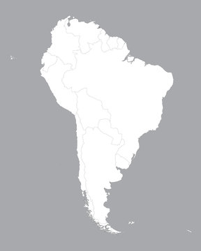 white map of South America