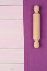 Kitchenware on purple towel