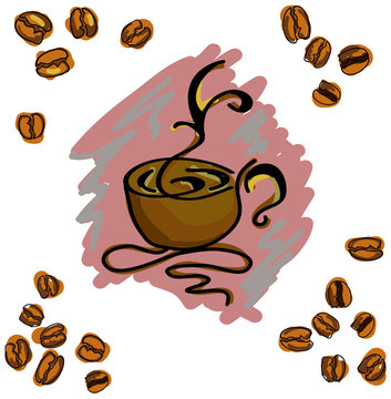 Colored image with coffee cup. Vector illustration