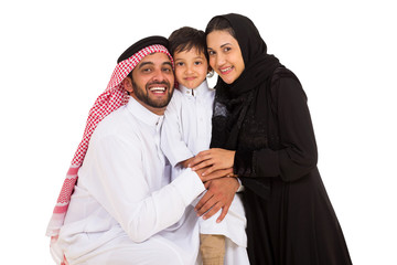 young arabian family looking at the camera