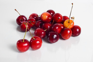 cherries on white background