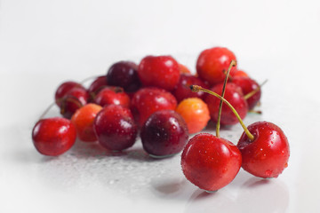 cherries on white background