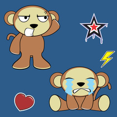 sweet monkey cartoon expressions set in vector format