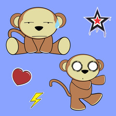 sweet ape cartoon expressions set in vector format