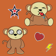 sweet monkey cartoon expressions set in vector format