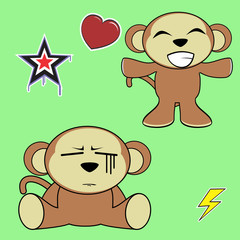 sweet monkey cartoon expressions set in vector format