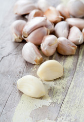 Garlic on wooden background