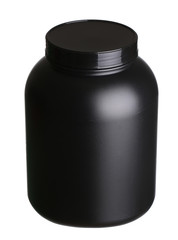 big tub of whey protein powder for bodybuilding isolated on whit