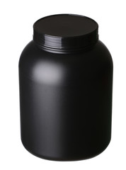 big tub of whey protein powder for bodybuilding isolated on whit