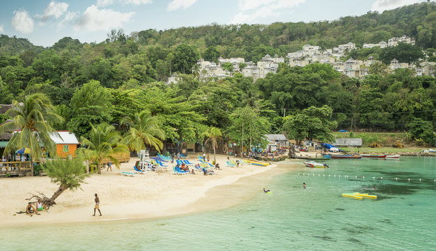 Beautiful sandy beach in Ocho Rios, Jamaica
