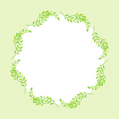Watercolor wreath of  green  leaves and branches