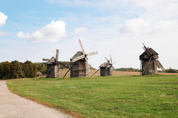Fototapeta premium Old windmill in museum in Ukraine