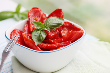 Sun-dried tomatoes with basil