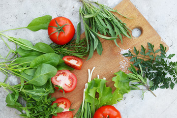 vegetables, top view