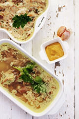 Jellied pork with garlic, top view